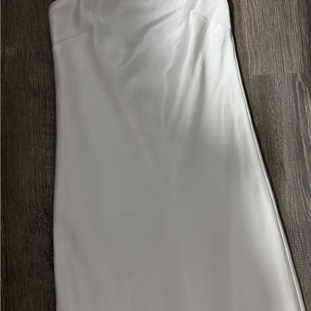 White Satin Strapless Maxi Dress Lulus “A Thing Called Love” - Picture 3 of 3